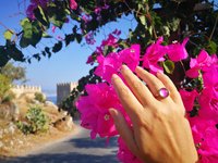 Golden Star of Romance - Mood Ring - 12 mm - 24K Gold Plated Sterling Silver 925