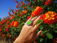 Empress of Elegance - Mood Ring - 25x18 mm - Silver 800 - one of a kind - size 7