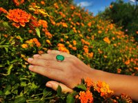 Golden Messenger of Glory - Mood Ring - 20x15 mm - Sterling Silver 925 - 24k Gold Plated - AAA Crystal Quartz faceted