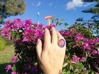 Golden Fountain of Youth - Mood Ring - 25x18 mm - 24k Gold Plated Sterling Silver 925
