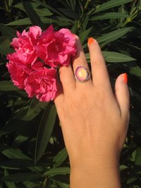 Silver Blossom of Light - Mood Ring - Adjustable - 18x13 mm - Sterling Silver 925