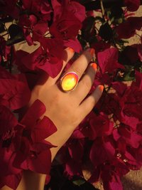 Goddess of Adventure - Mood Ring - Gold Plated Sterling Silver 925 - Adjustable - 25x18 mm