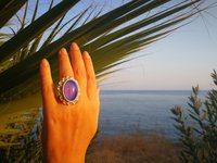 Empress of Elegance - Mood Ring - 25x18 mm - Silver 800 - one of a kind - size 7