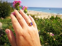 Duchess of the Fire Heart - Mood Ring - 9x7 mm - 24k Gold Plated Sterling Silver 925 - AAA Topaz