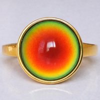 Golden Star of Romance - Mood Ring - 12 mm - 24K Gold Plated Sterling Silver 925