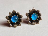 Flower Kingdom Set - Mood Ring Earrings Necklace - 6 mm - Brass