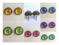 Amazing Colors of Joy - Mood Stud Earrings - 10 mm - Brass