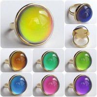 Golden Sun of Elegance - Mood Ring - 20 mm - 24K Gold Plated Sterling Silver 925