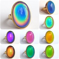 Golden Ring of Wishes - Mood Ring - 25x18 mm - 24k Gold Plated Sterling Silver 925