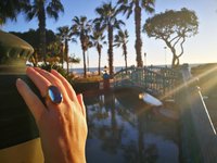 Golden Fountain of Youth - Mood Ring - 25x18 mm - 24k Gold Plated Sterling Silver 925