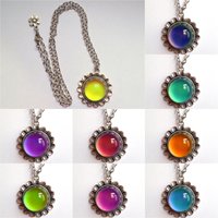Secret Silver Sunrise of Beauty - Mood Necklace - 20 mm - Brass