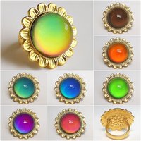 Golden Sunrise of Beauty - Mood Ring - 20 mm - 24K Gold Plated Sterling Silver 925