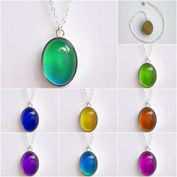 Aphrodites Glow of Mystery - Mood Necklace - 25x18 mm - Sterling Silver 925