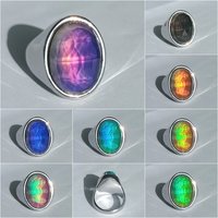 King of Gentlemen - Mood Ring - 18x13 mm - Stainless Steel - faceted AAA Crystal Quartz