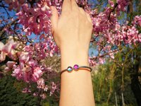 Twin Stars of the Garden of Seramis - Adjustable Mood Bangle - 8 mm - Stainless Steel - AAA Crystal Quartz - world premiere