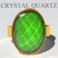 Golden Messenger of Glory - Mood Ring - 20x15 mm - Sterling Silver 925 - 24k Gold Plated - AAA Crystal Quartz faceted