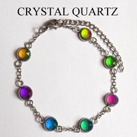 Venus of the Seven Skies - Mood Bracelet - 6 mm - Stainless Steel - AAA Crystal Quartz faceted
