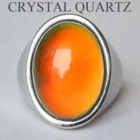 King of Gentlemen - Mood Ring - 18x13 mm - Stainless Steel - smooth AAA Crystal Quartz