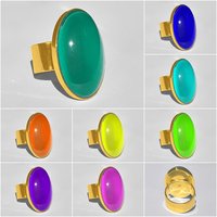 Golden Mirror of Beauty - Mood Ring - 30x20 mm - 24k gold plated Sterling Silver 925