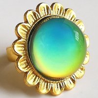 Golden Sunrise of Beauty - Mood Ring - 20 mm - 24K Gold Plated Sterling Silver 925