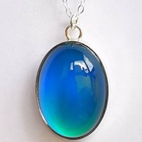 Aphrodites Glow of Mystery - Mood Necklace - 25x18 mm - Sterling Silver 925