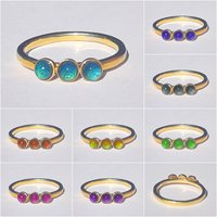 Three Wishes - Mood Ring - 4 mm - 24k Gold Plated Sterling Silver 925 - AAA Crystal Quartz