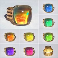 Northern Lights - Mood Ring - 15 mm - Gold Plated Sterling Silver 925 - AAA Crystal Quartz