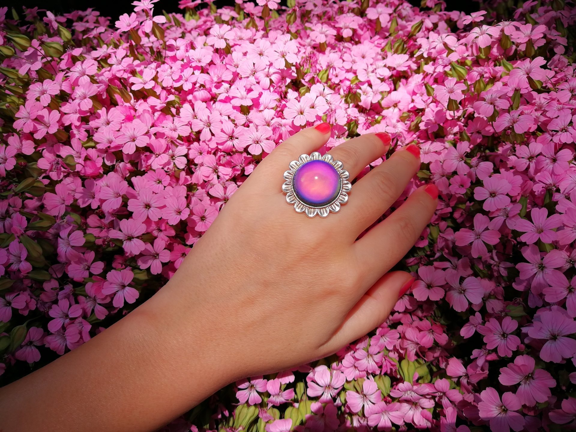 Silver Sunrise of Beauty - Mood Ring - 20 mm - Sterling Silver 925