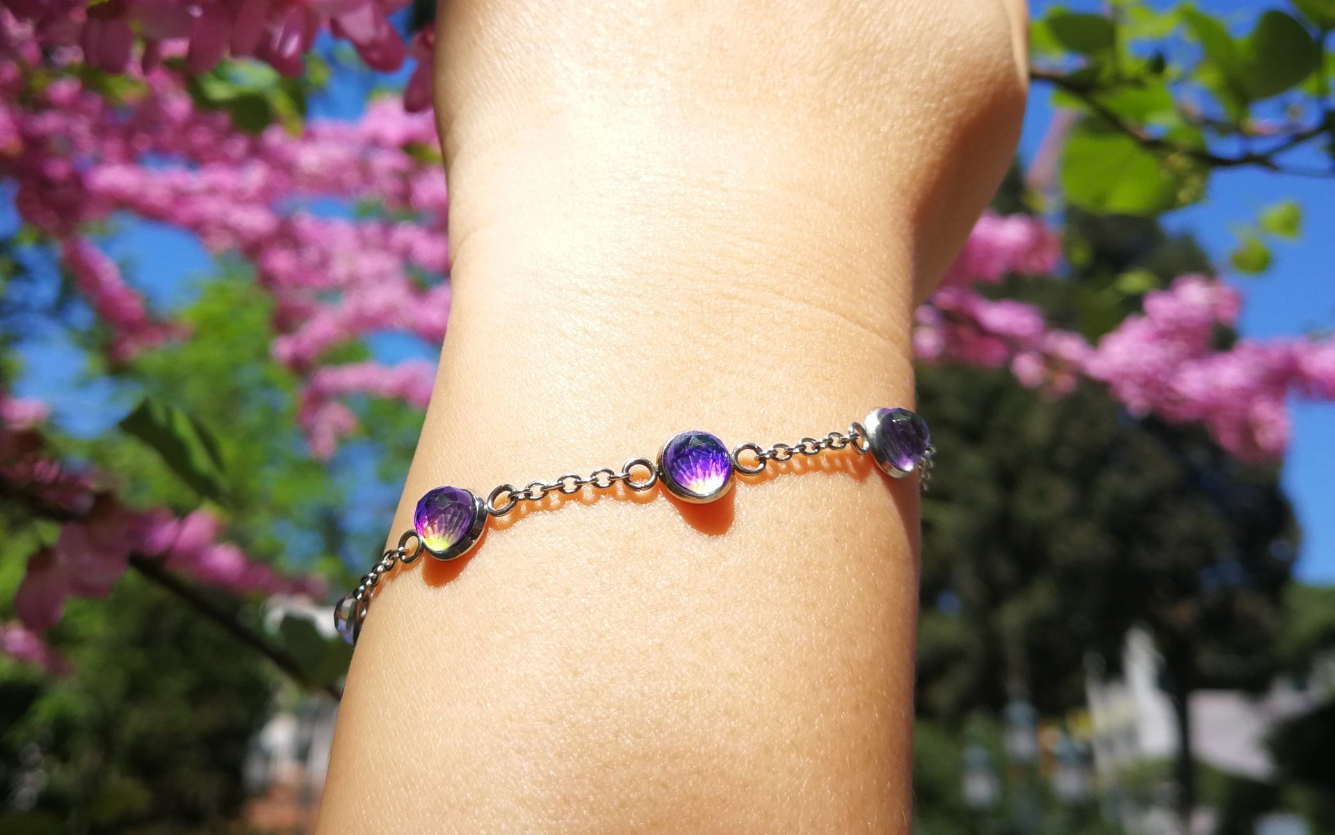 Venus of the Seven Skies - Mood Bracelet - 6 mm - Stainless Steel - AAA Crystal Quartz faceted