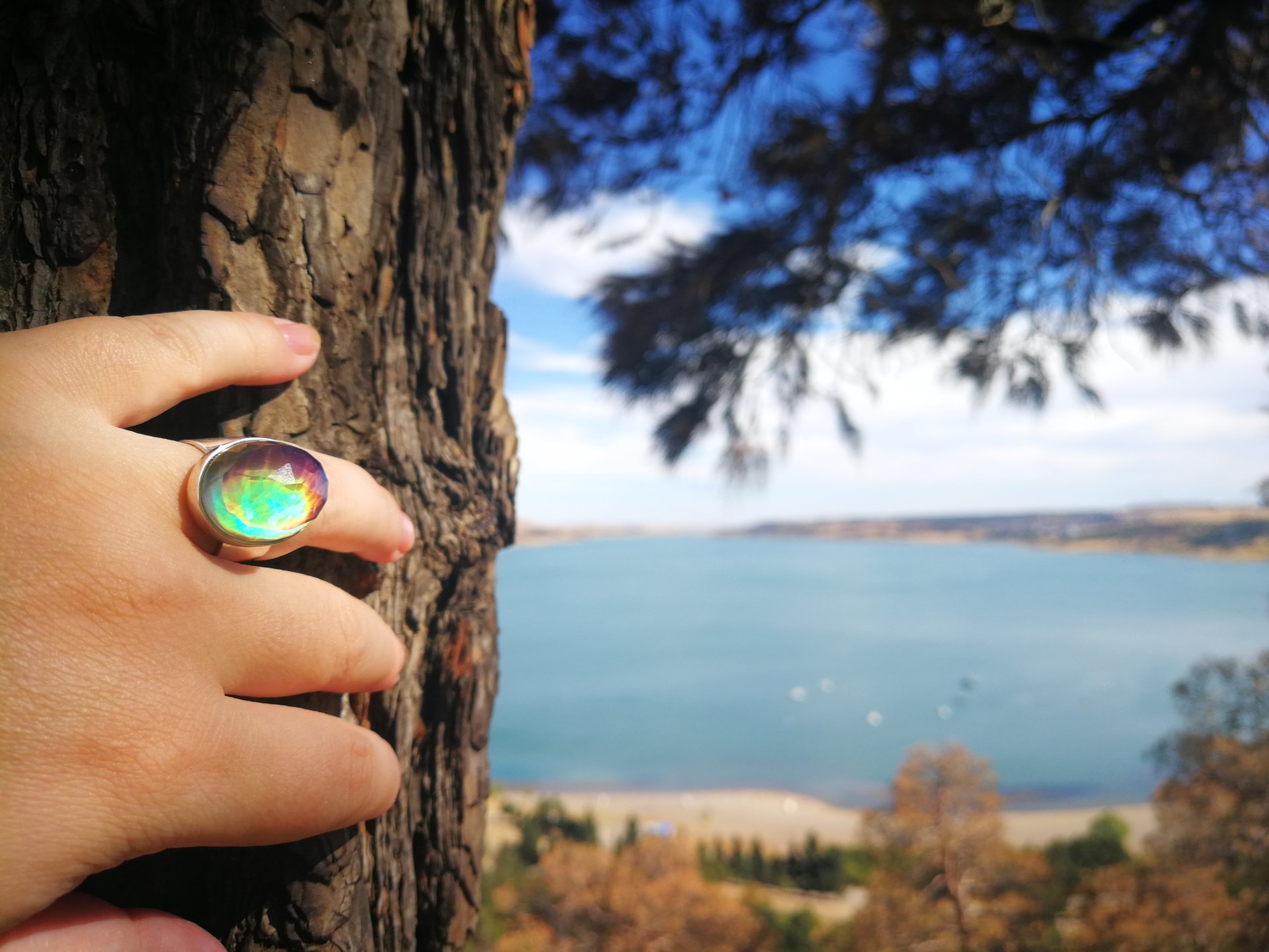 White Fire - Mood Ring - 20x15 mm - Sterling Silver 925 (pure or gold plated) - AAA Crystal Quartz