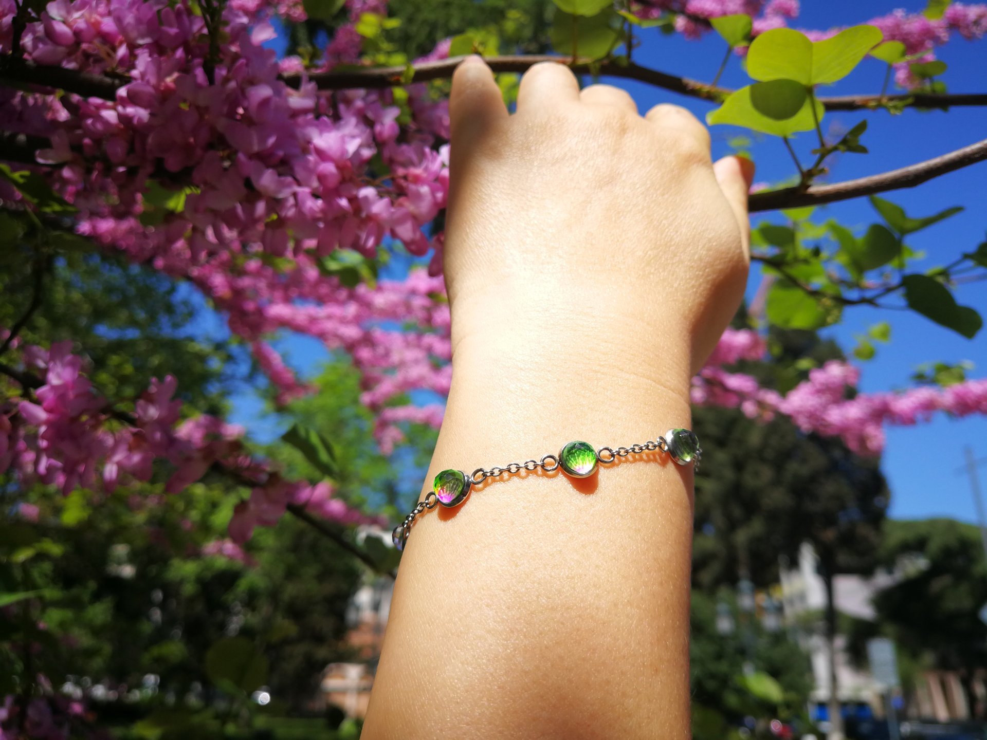 Venus of the Seven Skies - Mood Bracelet - 6 mm - Stainless Steel - AAA Crystal Quartz faceted