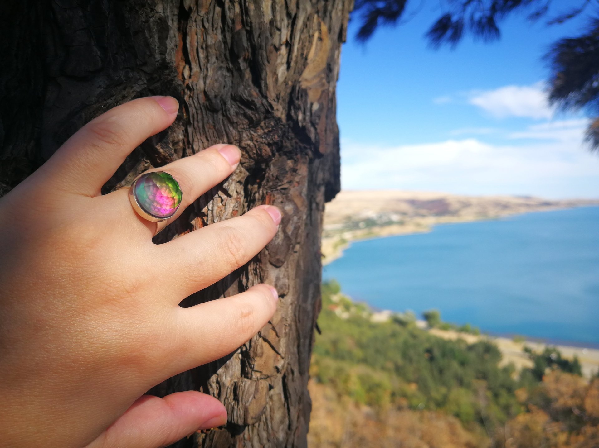 World of Crystal Stars - Mood Ring - 15 mm - Sterling Silver 925 (pure or gold plated) - AAA Crystal Quartz