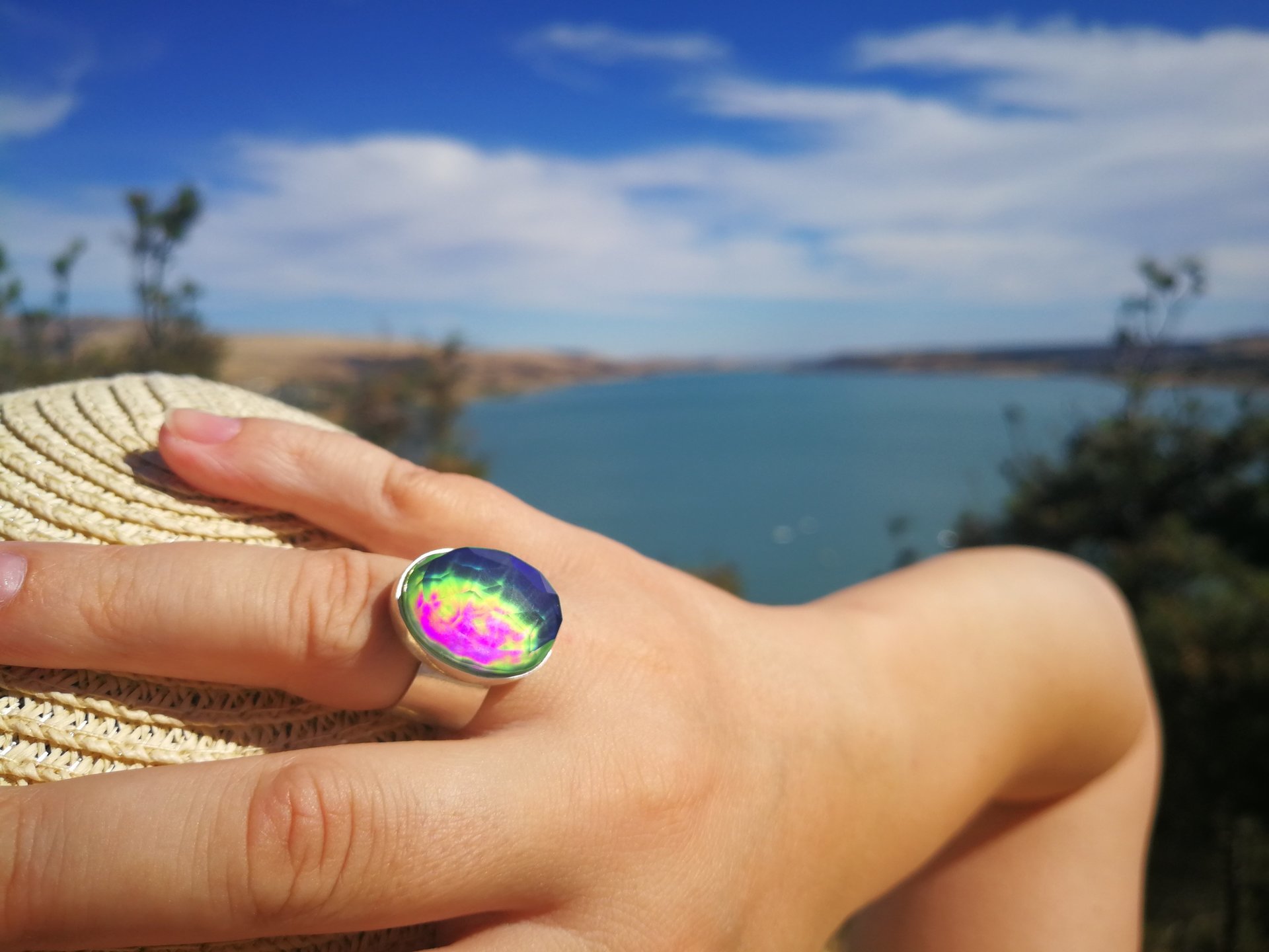 White Fire - Mood Ring - 20x15 mm - Sterling Silver 925 (pure or gold plated) - AAA Crystal Quartz