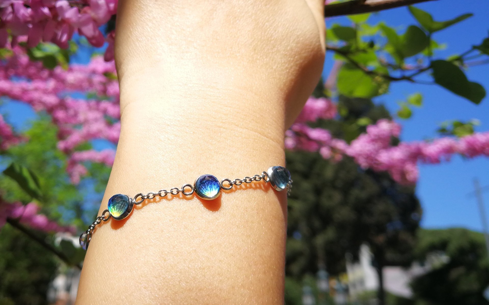 Venus of the Seven Skies - Mood Bracelet - 6 mm - Stainless Steel - AAA Crystal Quartz faceted