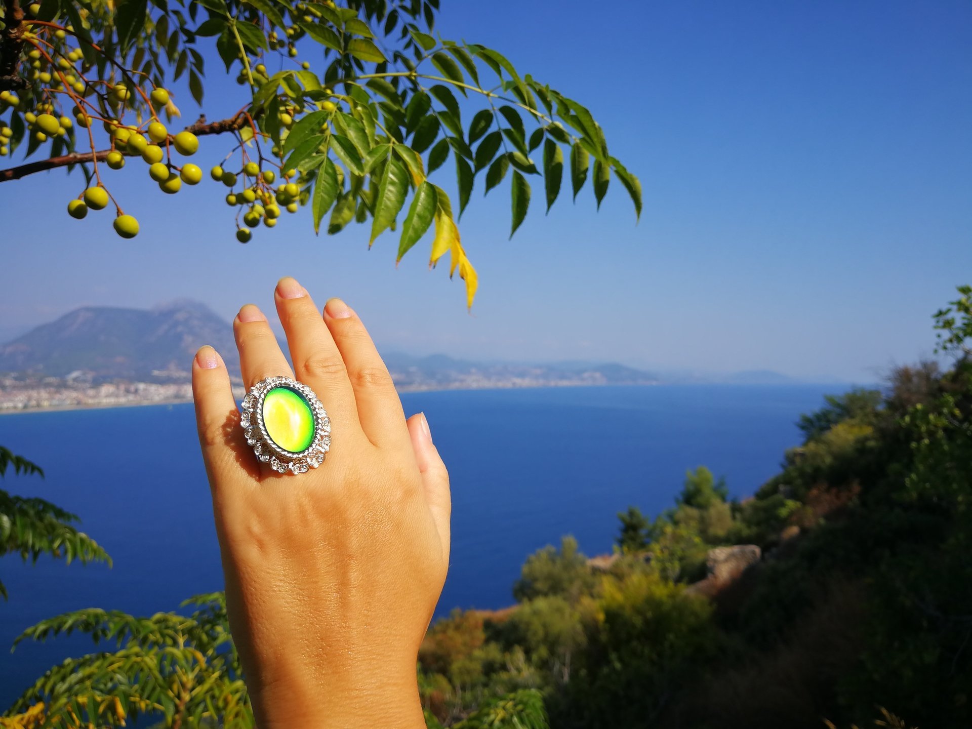 Empress of Elegance - Mood Ring - 25x18 mm - Silver 800 - one of a kind - size 7