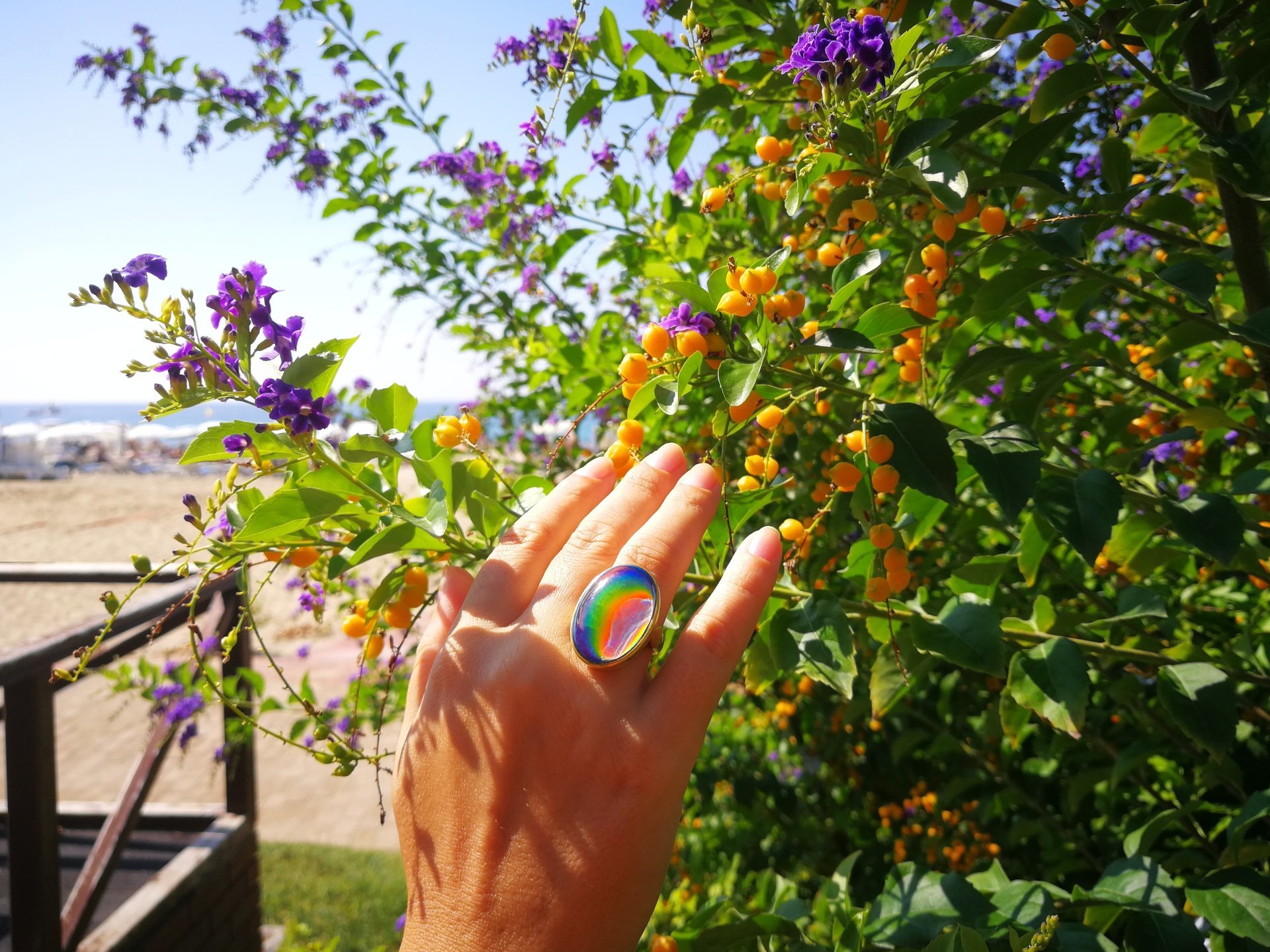 Golden Ring of Wishes - Mood Ring - 25x18 mm - 24k Gold Plated Sterling Silver 925