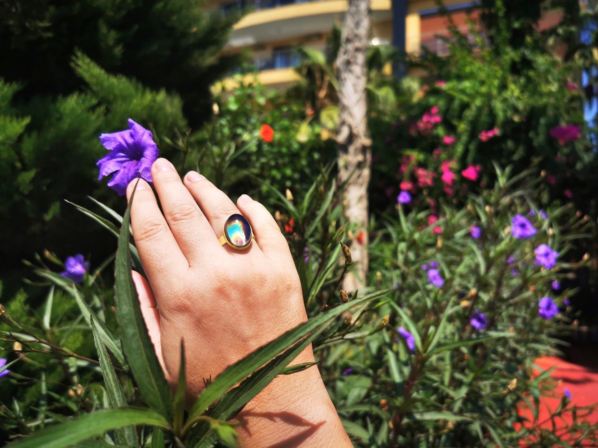 Crystal Star of Atlantis - Mood Ring - 18x13 mm - Gold Plated Sterling Silver 925 - AAA Crystal Quartz