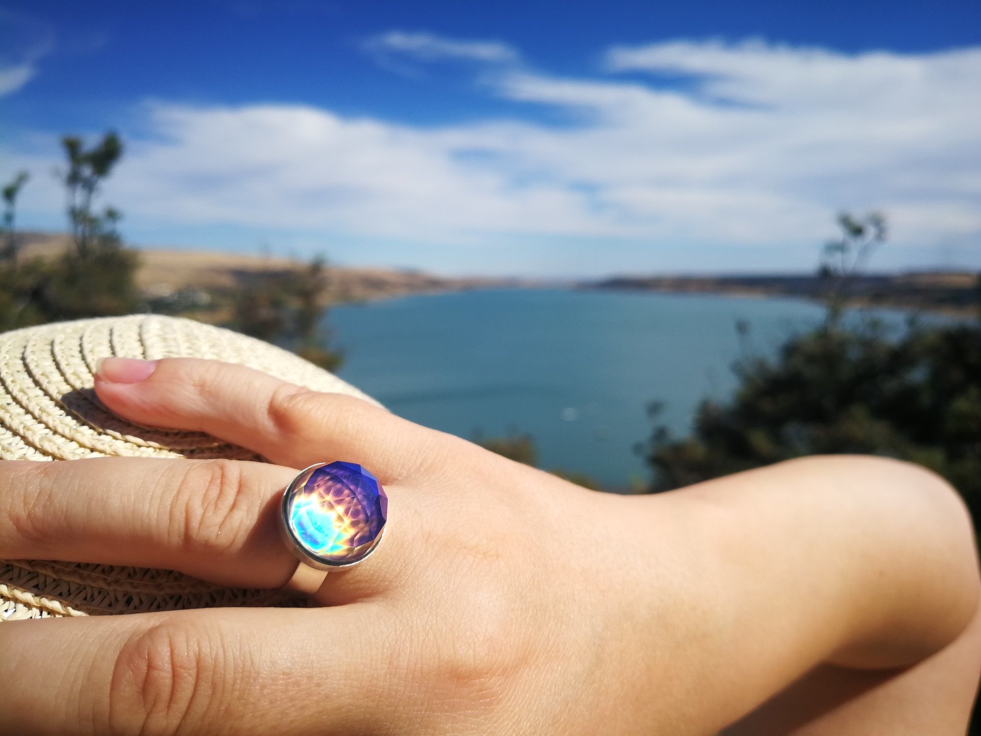 World of Crystal Stars - Mood Ring - 15 mm - Sterling Silver 925 (pure or gold plated) - AAA Crystal Quartz