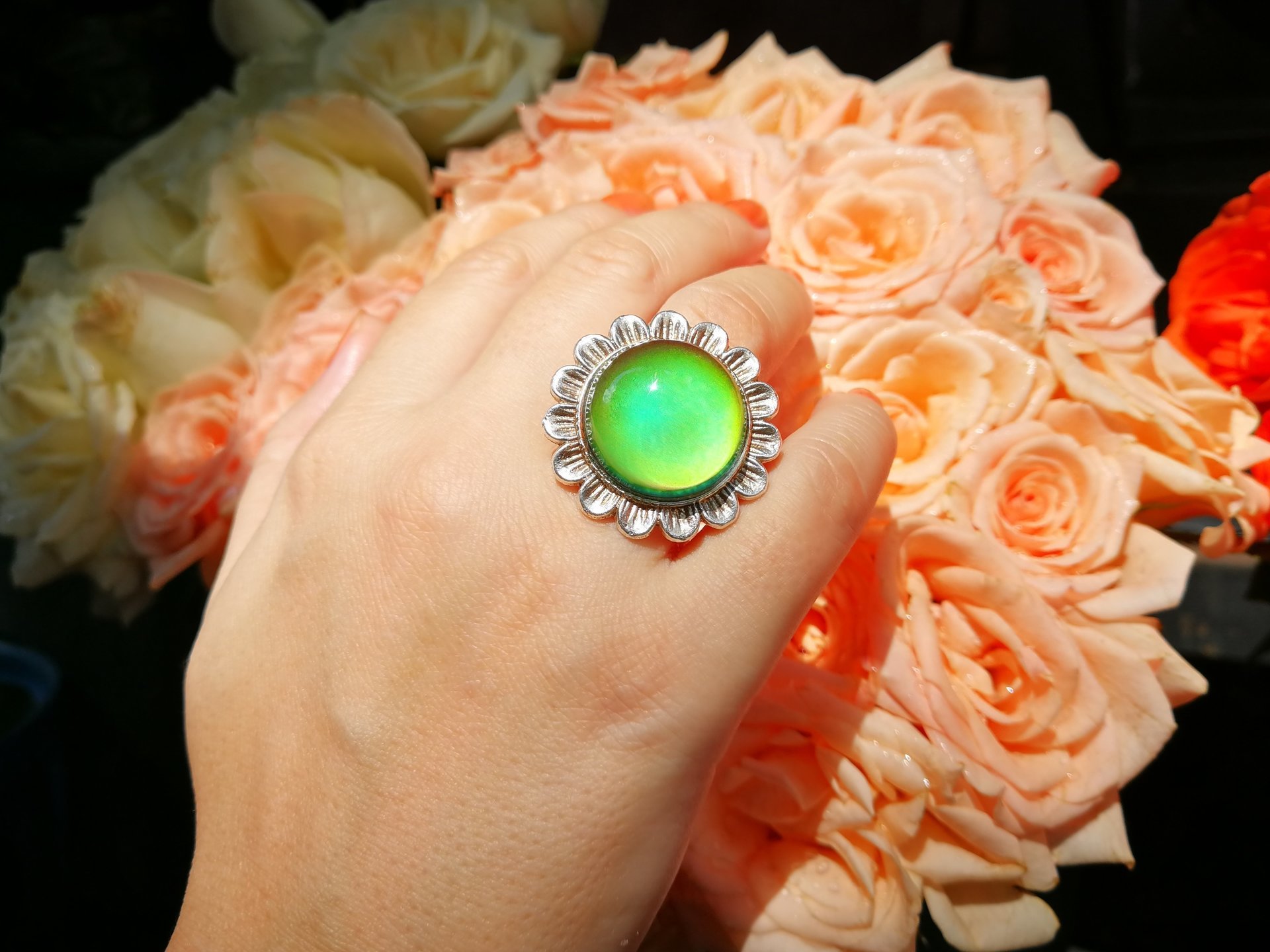 Silver Sunrise of Beauty - Mood Ring - 20 mm - Sterling Silver 925