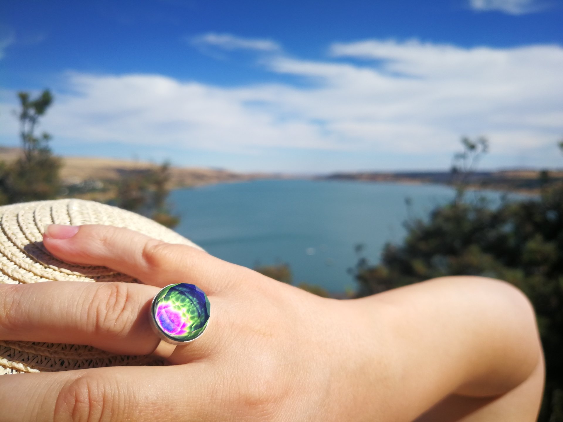 World of Crystal Stars - Mood Ring - 15 mm - Sterling Silver 925 (pure or gold plated) - AAA Crystal Quartz