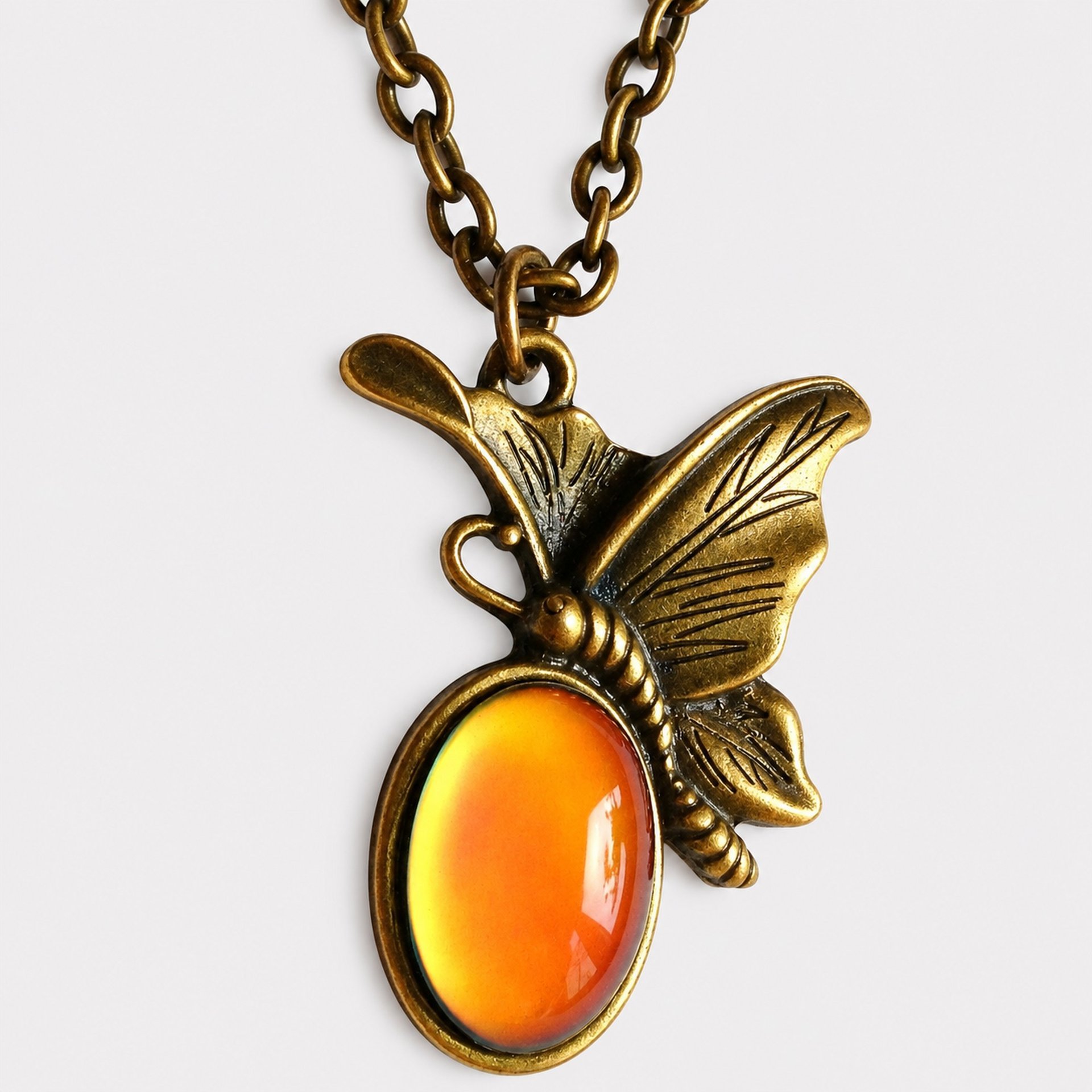 Butterflies of Happiness - Mood Necklace - 14x10 mm - Brass