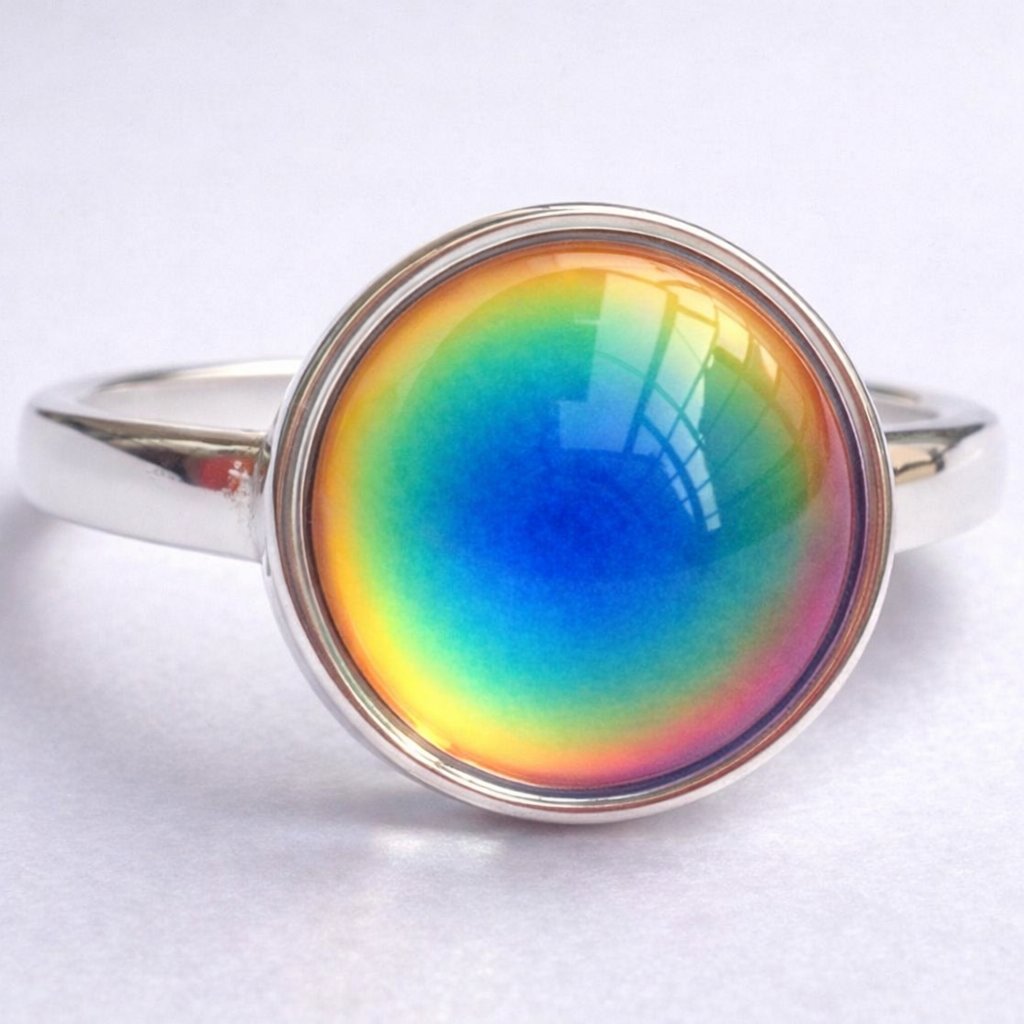 Silver Star of Romance - Mood Ring - 12 mm - Sterling Silver 925