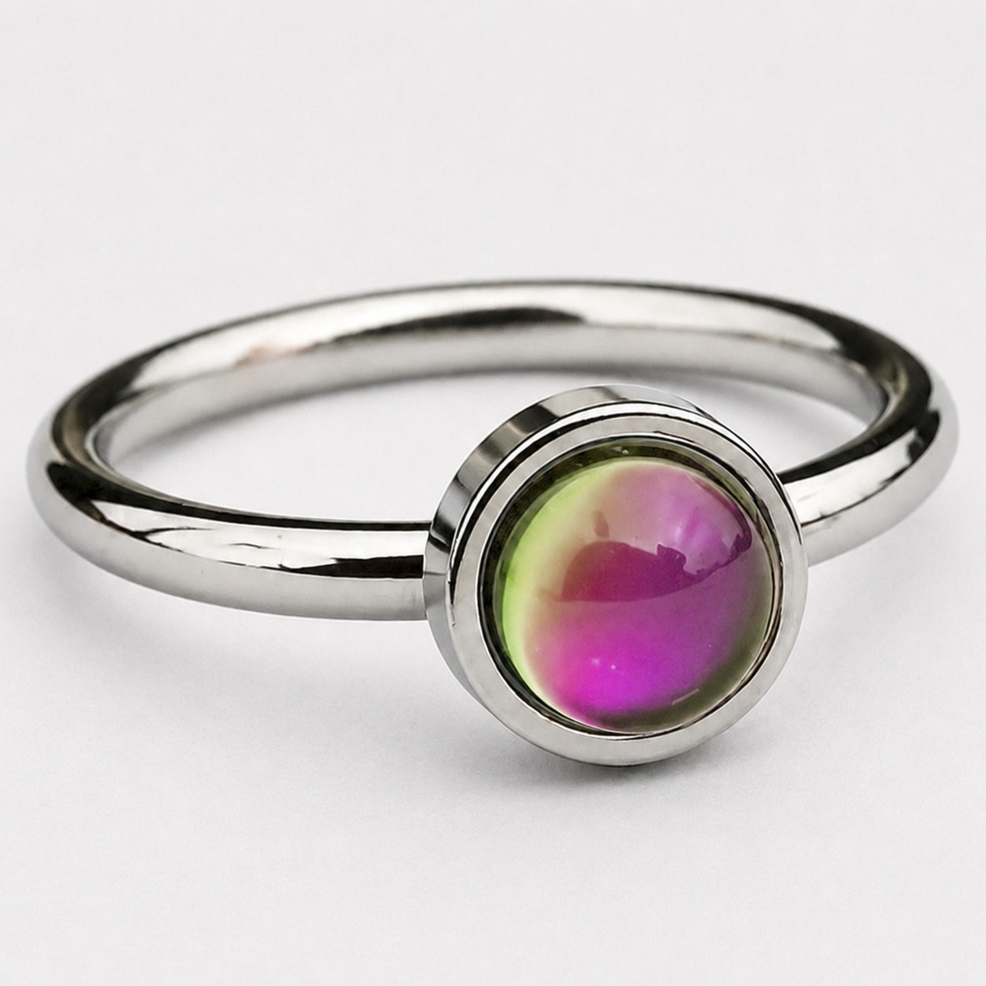 Angel of Joy - Mood Ring - 6 mm - AAA Crystal Quartz - Stainless Steel - High Quality