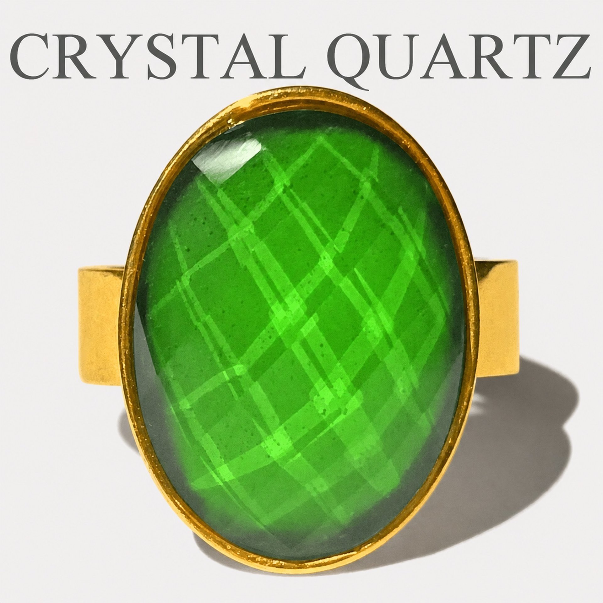Golden Messenger of Glory - Mood Ring - 20x15 mm - Sterling Silver 925 - 24k Gold Plated - AAA Crystal Quartz faceted
