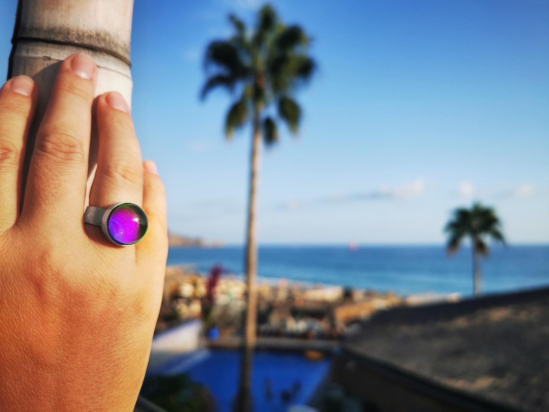 Sun of Antares - Mood Ring - 14 mm - Sterling Silver 925 - AAA Crystal Quartz