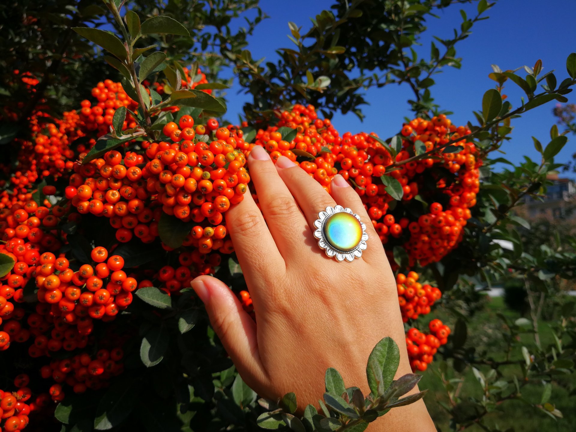 Silver Sunrise of Beauty - Mood Ring - 20 mm - Sterling Silver 925