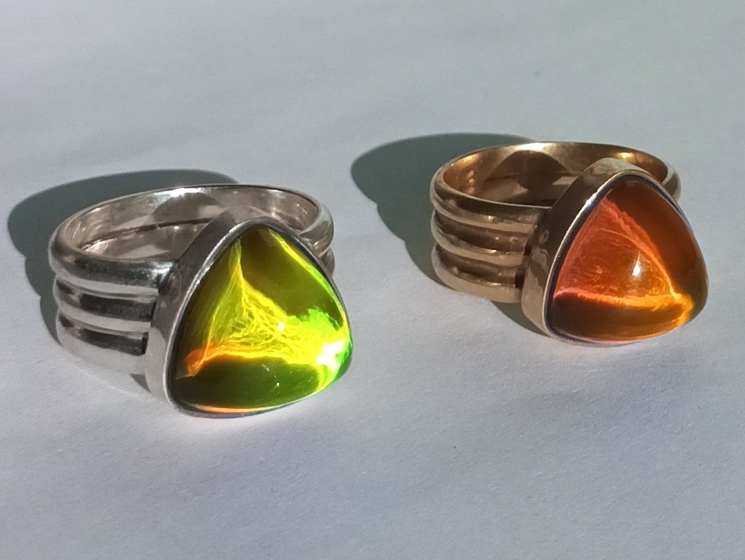 Lord of Lightning - Mood Ring - 15 mm - Gold Plated Sterling Silver 925 - AAA Crystal Quartz
