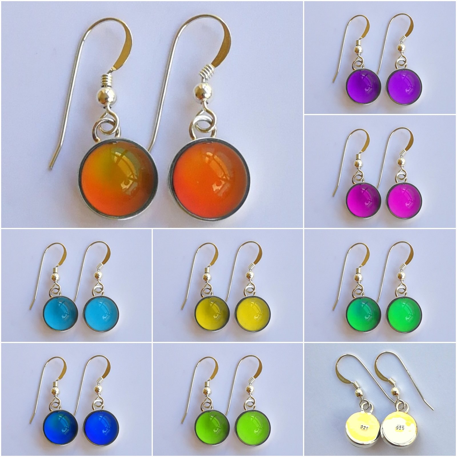 Silver Winged Nobility - Mood Earrings - 12 mm - Sterling Silver 925