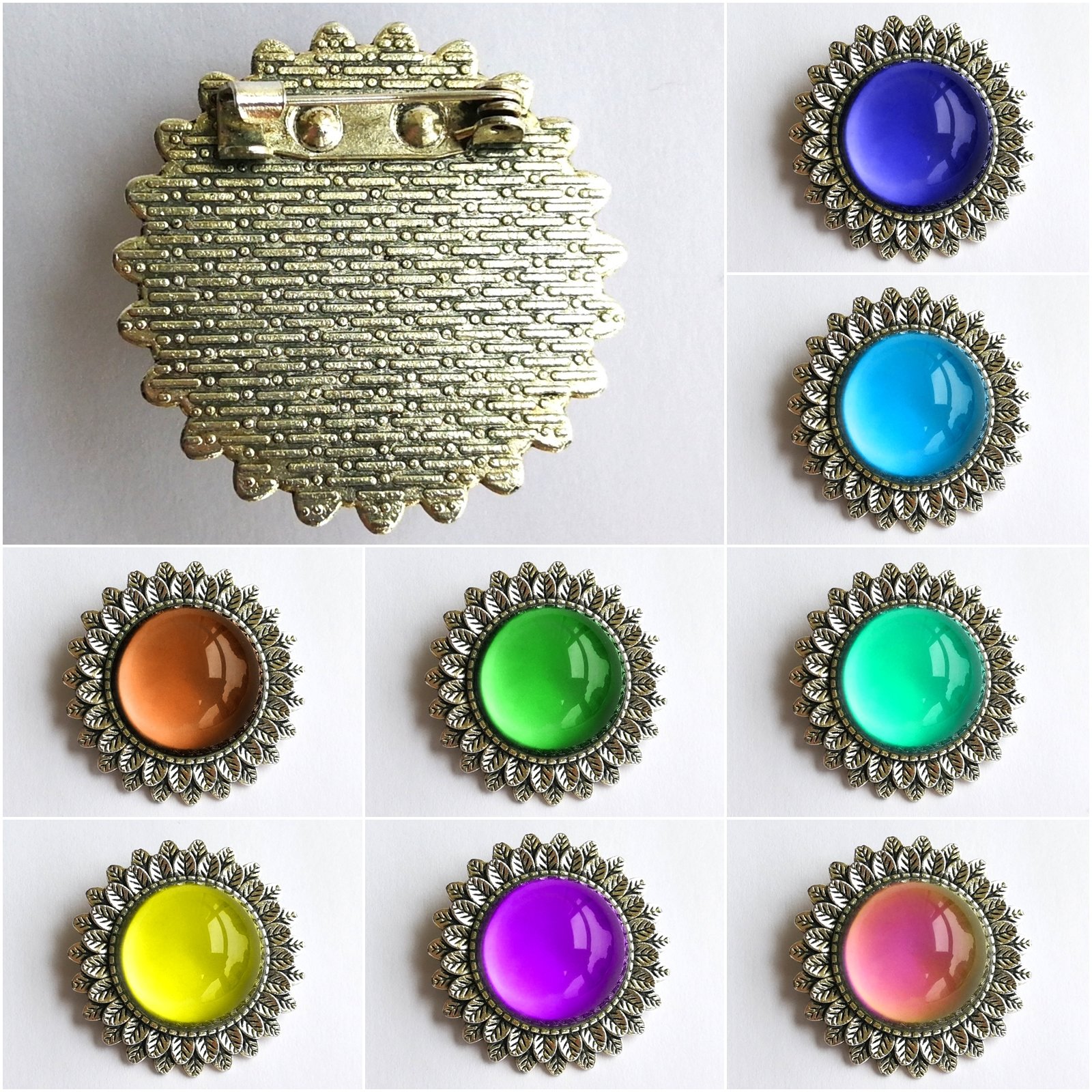 Queen of Opalescence - Mood Brooch - 20 mm - Brass