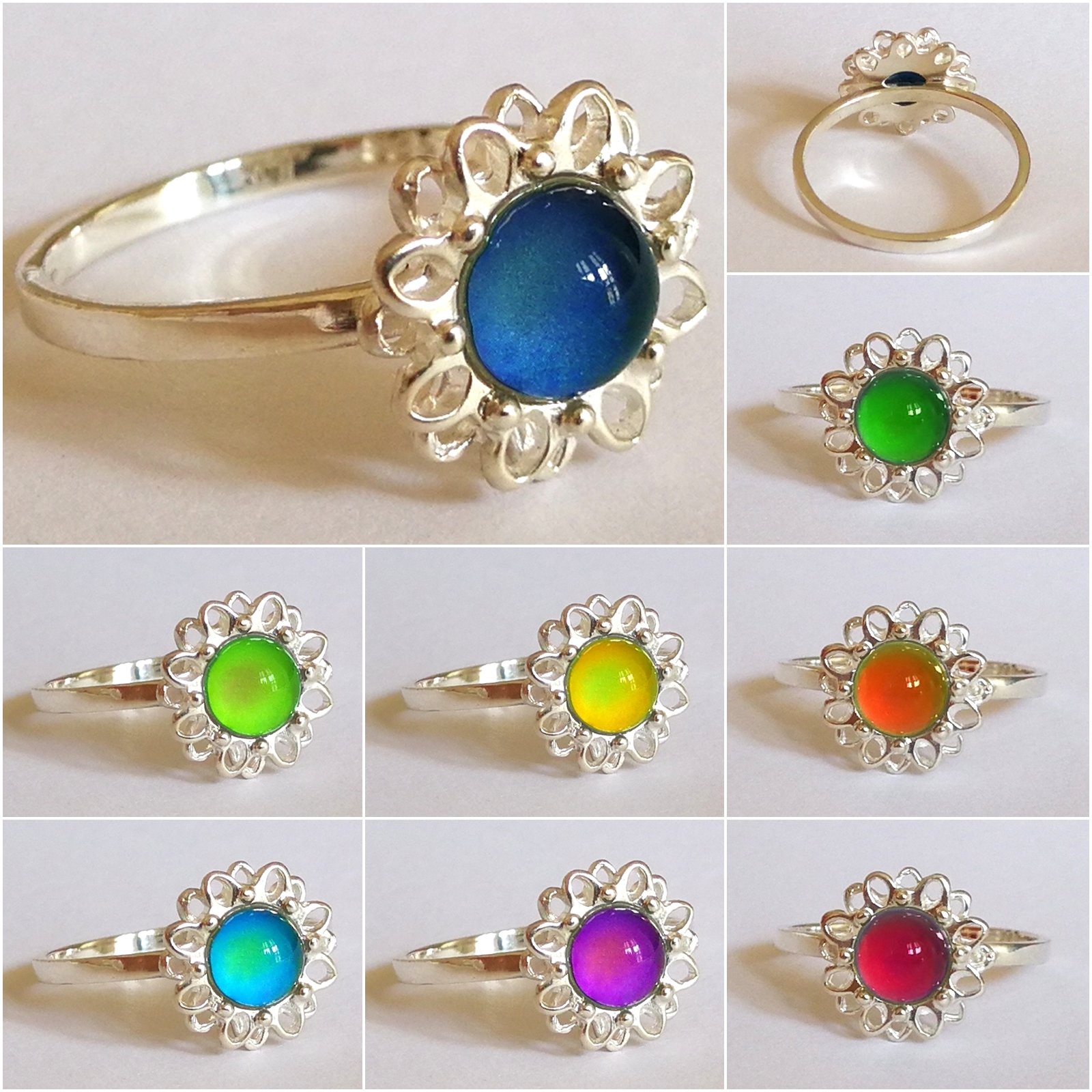 Princess of Blossoms - Mood Ring - 6 mm - Sterling Silver 925